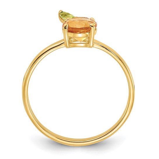 14K Yellow Gold Natural Citrine & Peridot Orange Fruit Ring