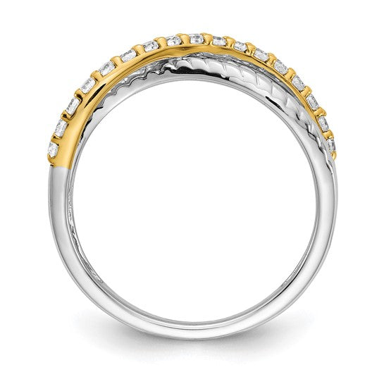 14K White Gold Two Tone Twist Diamond Accent Ring