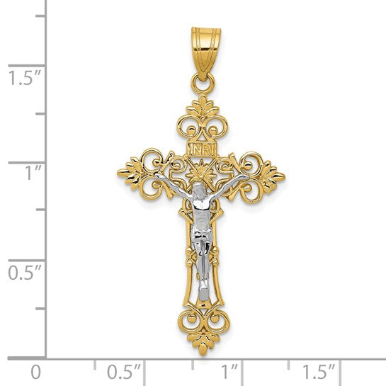 Two Tone Crucifix 10k/14k Gold Pendant