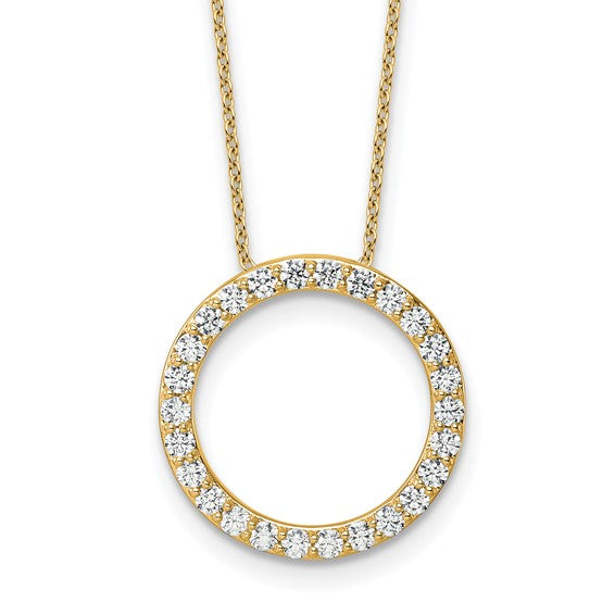14K White/Yellow Gold 1 Carat Lab Grown Circle Slide Necklace