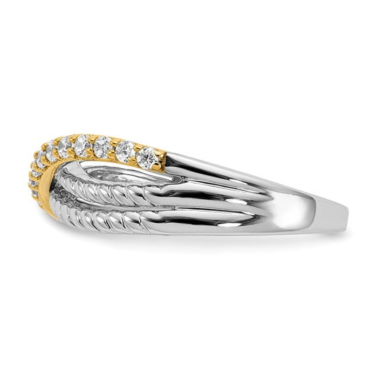 14K White Gold Two Tone Twist Diamond Accent Ring
