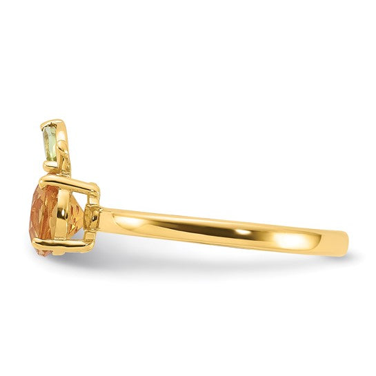 14K Yellow Gold Natural Citrine & Peridot Orange Fruit Ring