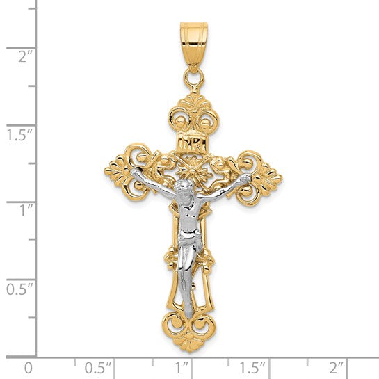 Two Tone Crucifix 10k/14k Gold Pendant