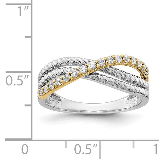 14K White Gold Two Tone Twist Diamond Accent Ring