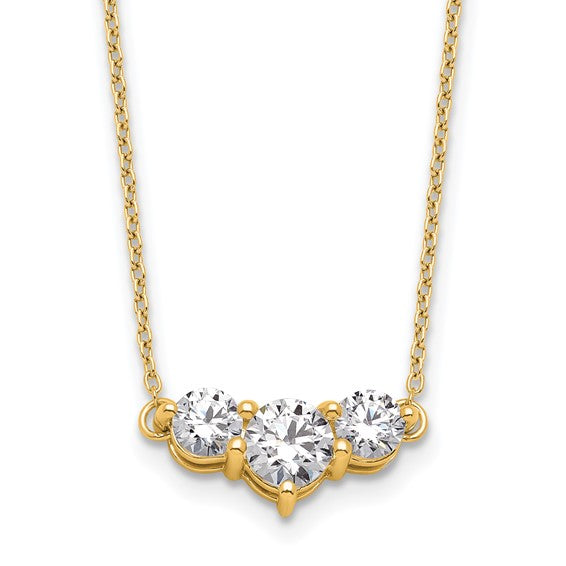 14K Yellow Gold 1 1/2 Carat Lab Grown Diamond 3 Stone Necklace