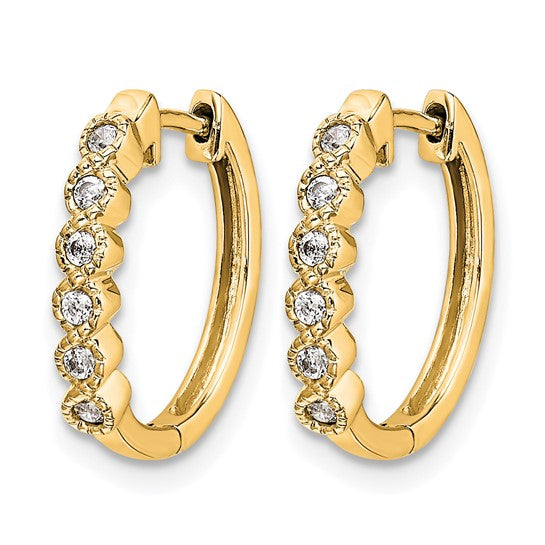 14K Yellow/White Gold Diamond Accent Hinged Hoop Earrings