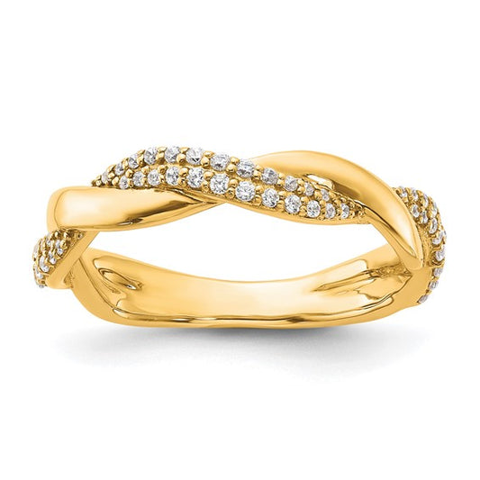 14K Yellow Gold Twisted Diamond Accent Band Ring