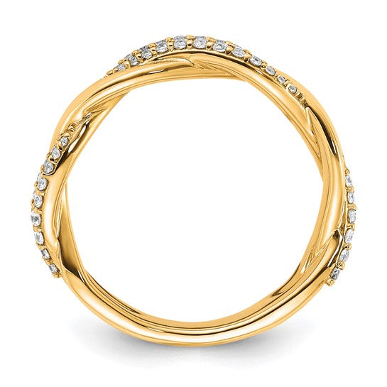 14K Yellow Gold Twisted Diamond Accent Band Ring