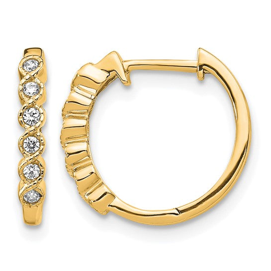 14K Yellow/White Gold Diamond Accent Hinged Hoop Earrings
