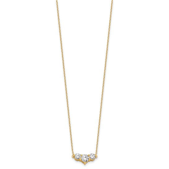 14K Yellow Gold 1 1/2 Carat Lab Grown Diamond 3 Stone Necklace