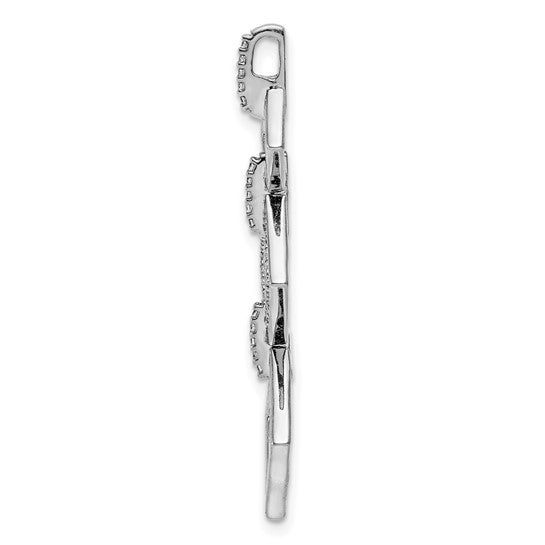 14K White Gold 1/6 Carat Diamond Fancy Square 3 Link Pendant