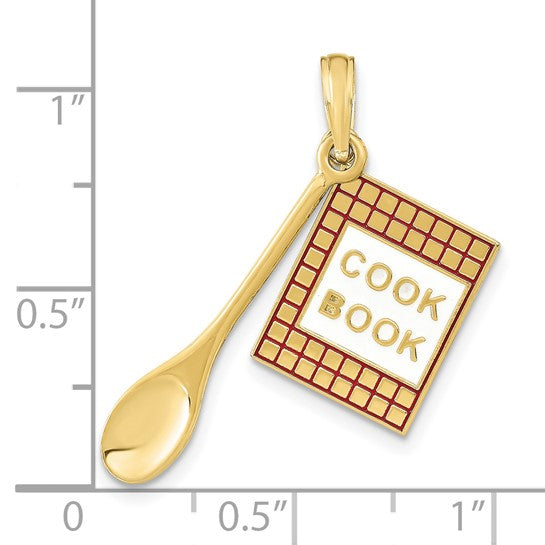 10K Yellow Gold Chef Cook Book 3D Pendant