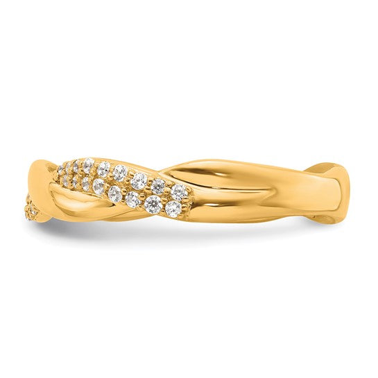 14K Yellow Gold Twisted Diamond Accent Band Ring