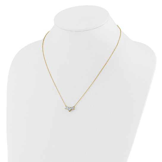 14K Yellow Gold 1 1/2 Carat Lab Grown Diamond 3 Stone Necklace