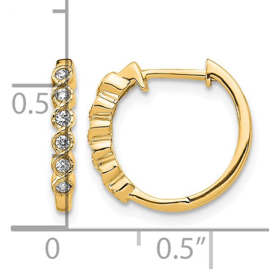 14K Yellow/White Gold Diamond Accent Hinged Hoop Earrings