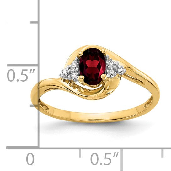 14K White/Yellow Gold Swirl Ring With Natural Garnet & Diamond