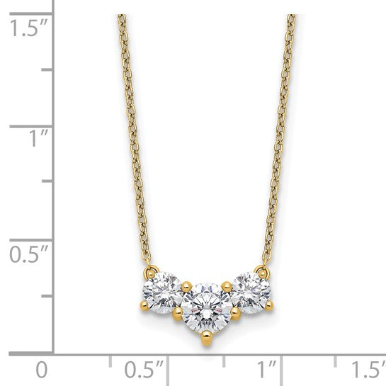 14K Yellow Gold 1 1/2 Carat Lab Grown Diamond 3 Stone Necklace