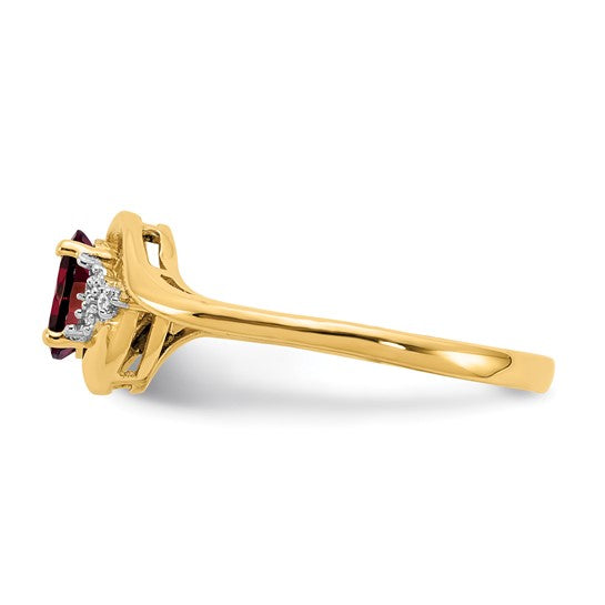 14K White/Yellow Gold Swirl Ring With Natural Garnet & Diamond