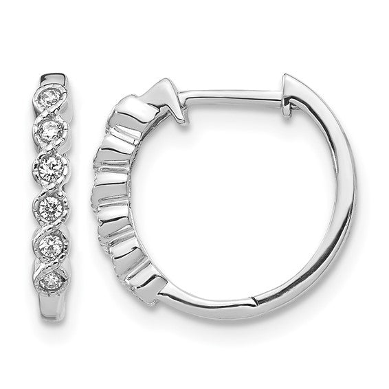14K Yellow/White Gold Diamond Accent Hinged Hoop Earrings