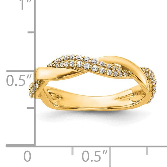 14K Yellow Gold Twisted Diamond Accent Band Ring