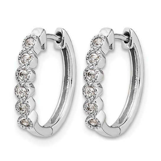 14K Yellow/White Gold Diamond Accent Hinged Hoop Earrings