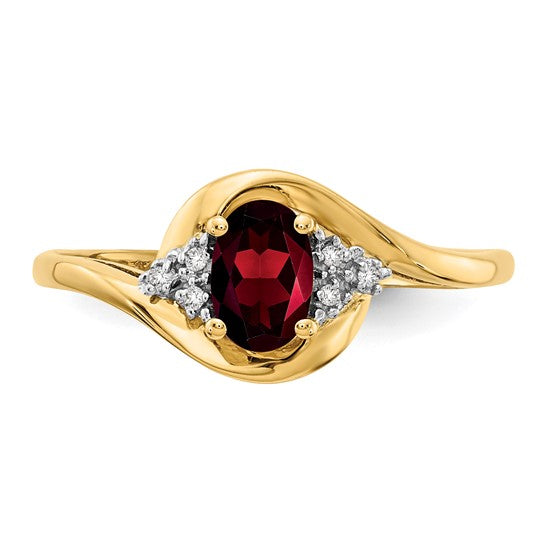 14K White/Yellow Gold Swirl Ring With Natural Garnet & Diamond