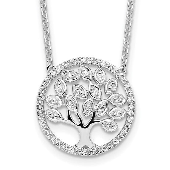 14K White Gold 1/3 Carat Lab Grown Diamond Tree Of Life Necklace