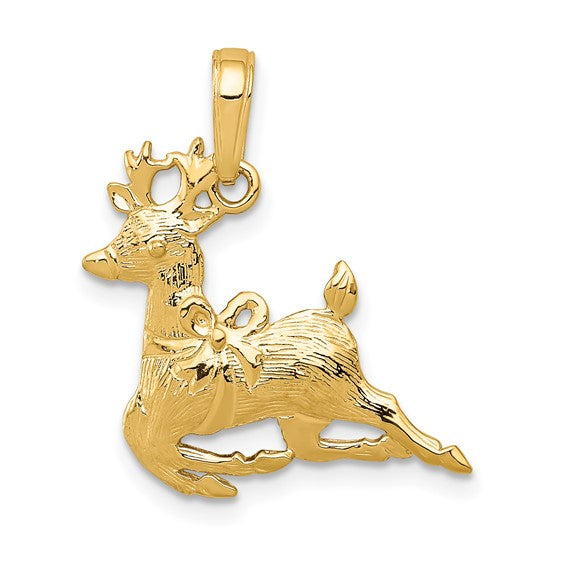 10K Yellow Gold Reindeer Pendant