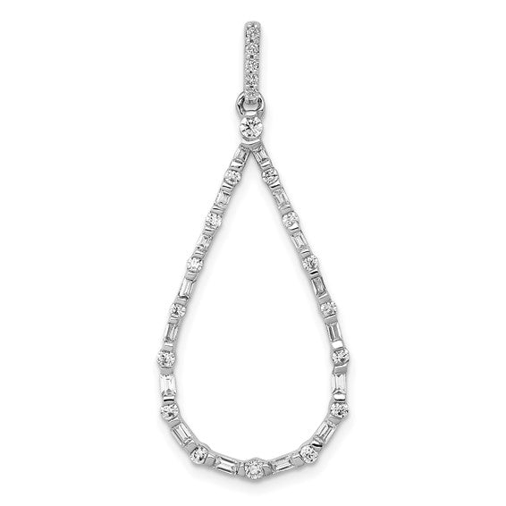 14K White Gold 1/2 Carat Diamond Muti Shape Tear Drop Pendant