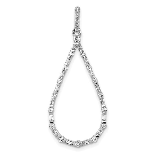 14K White Gold 1/2 Carat Diamond Muti Shape Tear Drop Pendant