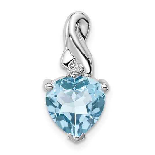 White Gold Filled Sterling Silver 2 Carat Heart Blue Topaz Pendant