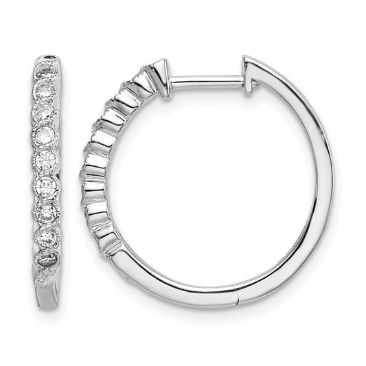 14K White Gold 1/4 Carat Diamond Hoop Earrings