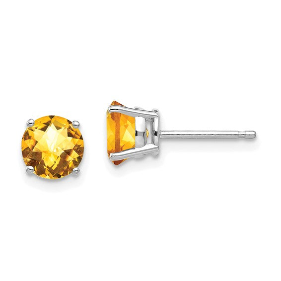 14K Yellow/White Gold .8 Carat Natural Citrine Earrings