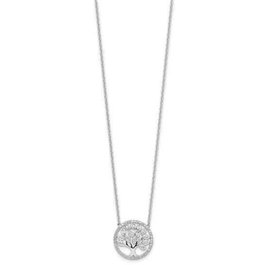 14K White Gold 1/3 Carat Lab Grown Diamond Tree Of Life Necklace