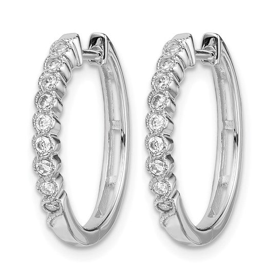 14K White Gold 1/4 Carat Diamond Hoop Earrings