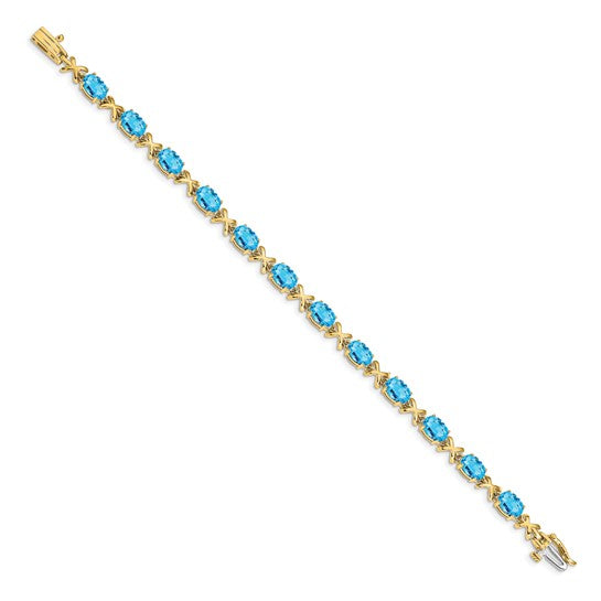 14K Yellow Gold 1 Carat Blue Topaz X Bracelet