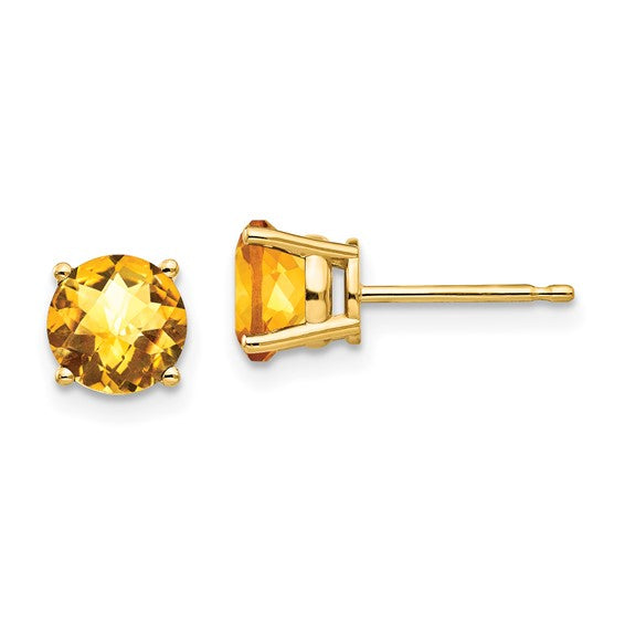 14K Yellow/White Gold .8 Carat Natural Citrine Earrings