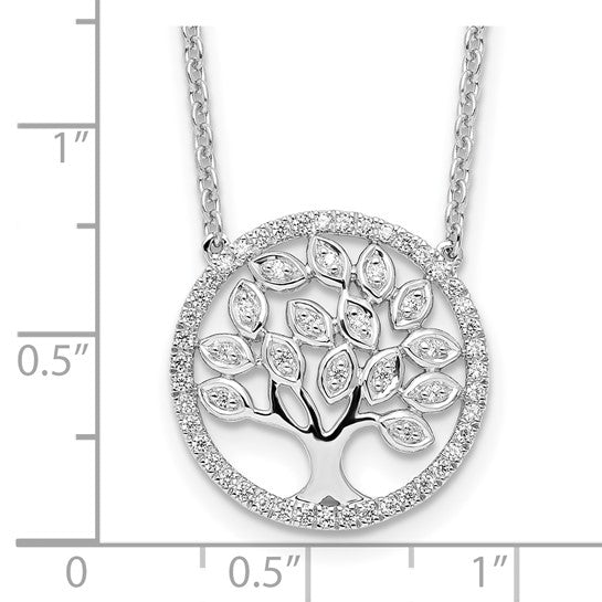 14K White Gold 1/3 Carat Lab Grown Diamond Tree Of Life Necklace