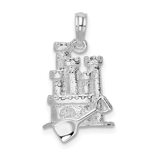 Sterling Silver 3D Sand Castle Pendant