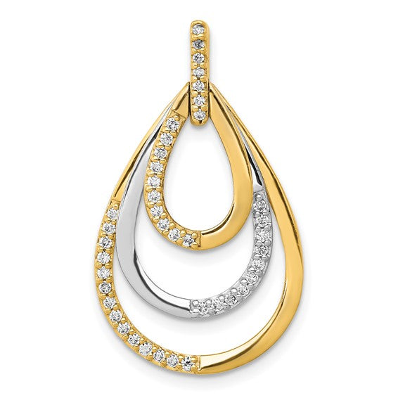 10K/14K Two Tone Gold Triple Tear Drop 1/4 Carat Diamond Pendant