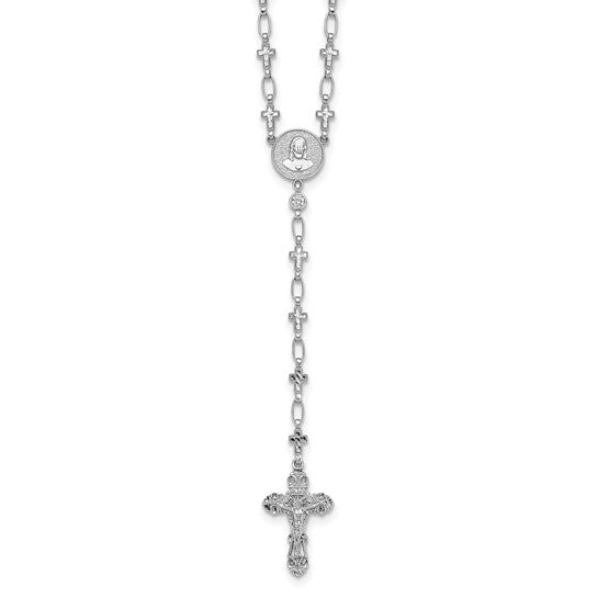 Sterling Silver Rhodium Plated Crucifix Rosary Beads