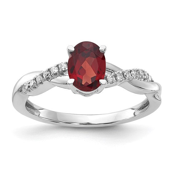 14K Yellow/White Gold Pave Twisted Natural Garnet & Diamond Ring