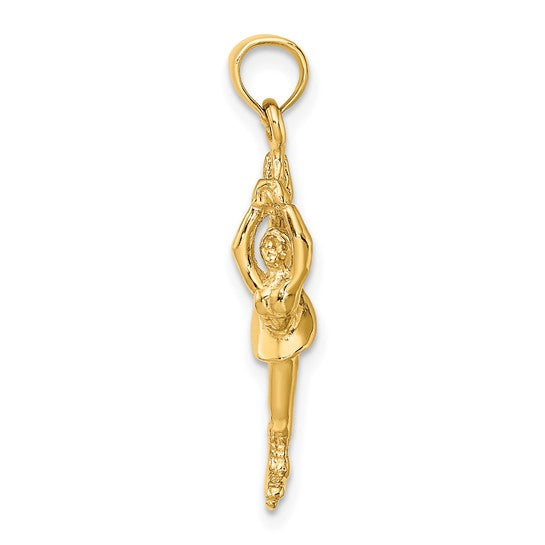 10K/14K Yellow Gold Ice Skater Figure Skating Pendant