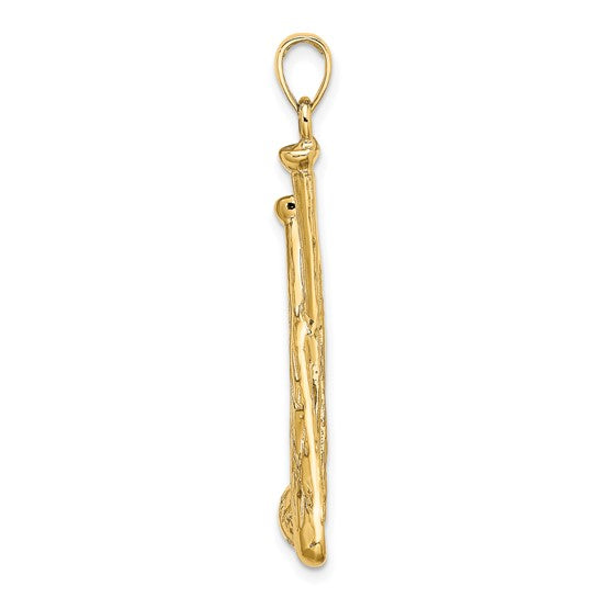14K Yellow Gold Large Baseball Bat And Ball Pendant