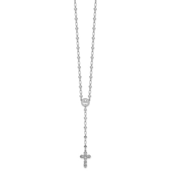 Sterling Silver Rhodium Plated Crucifix Rosary Beads