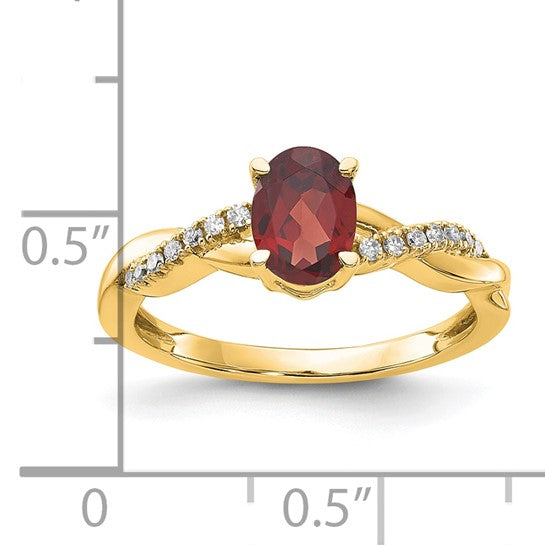 14K Yellow/White Gold Pave Twisted Natural Garnet & Diamond Ring