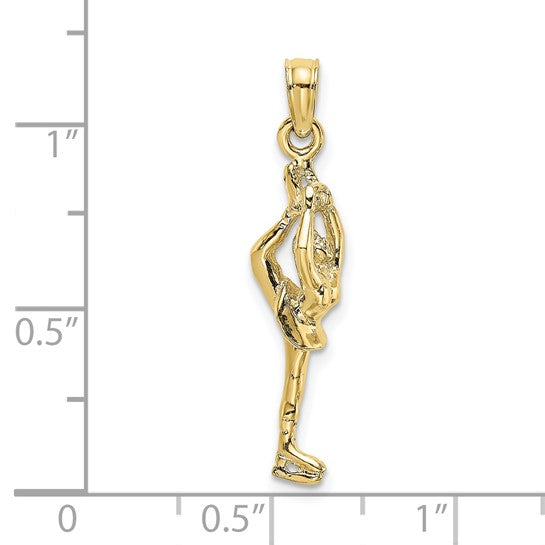 10K/14K Yellow Gold Ice Skater Figure Skating Pendant