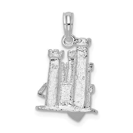 Sterling Silver 3D Sand Castle Pendant