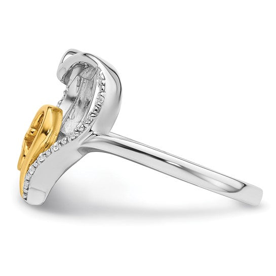 14K Yellow Gold Two Tone Diamond Accent Quinceanera Heart Ring