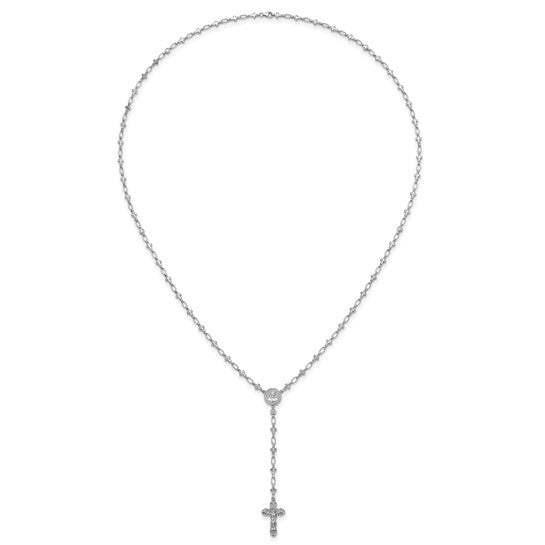 Sterling Silver Rhodium Plated Crucifix Rosary Beads